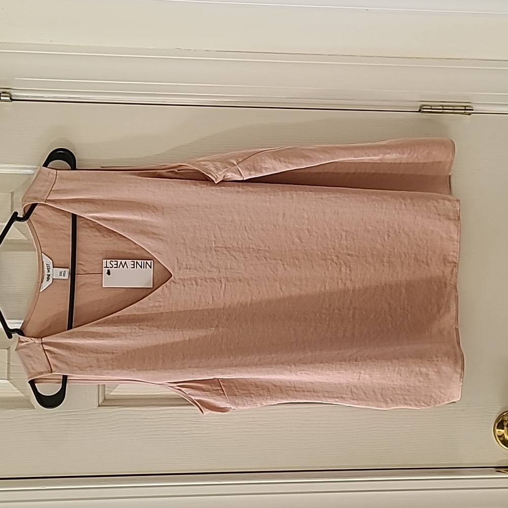 NINE WEST WOMEN'S FAINT WHISPER PEARL V-NECK SLEEVELESS WOVEN TOP/SHELL SIZE XXL
